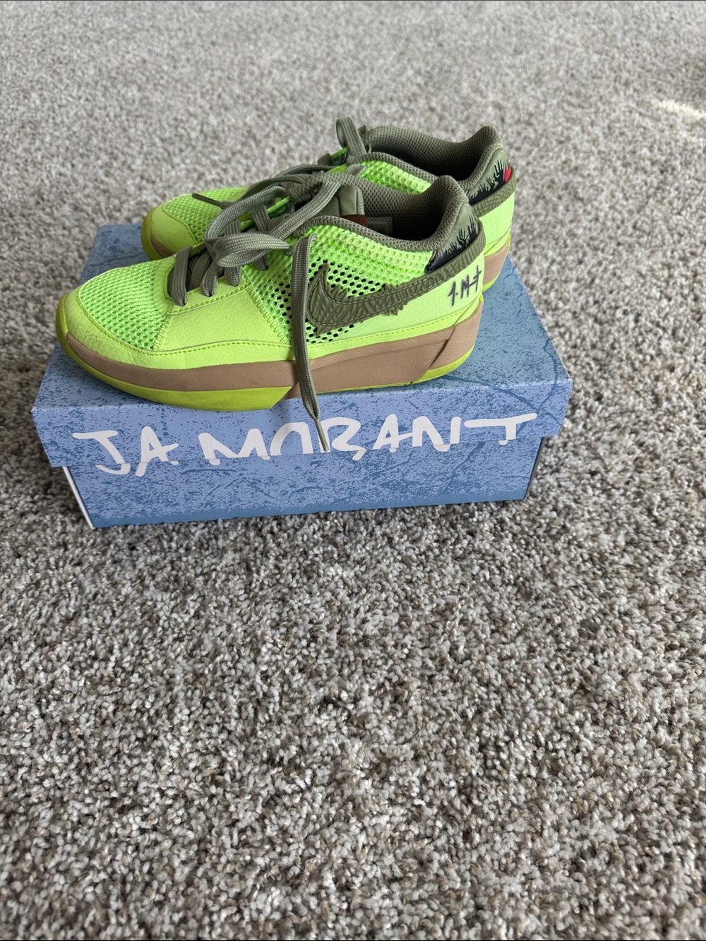 Nike Kids Neon Green and Olive Sneakers